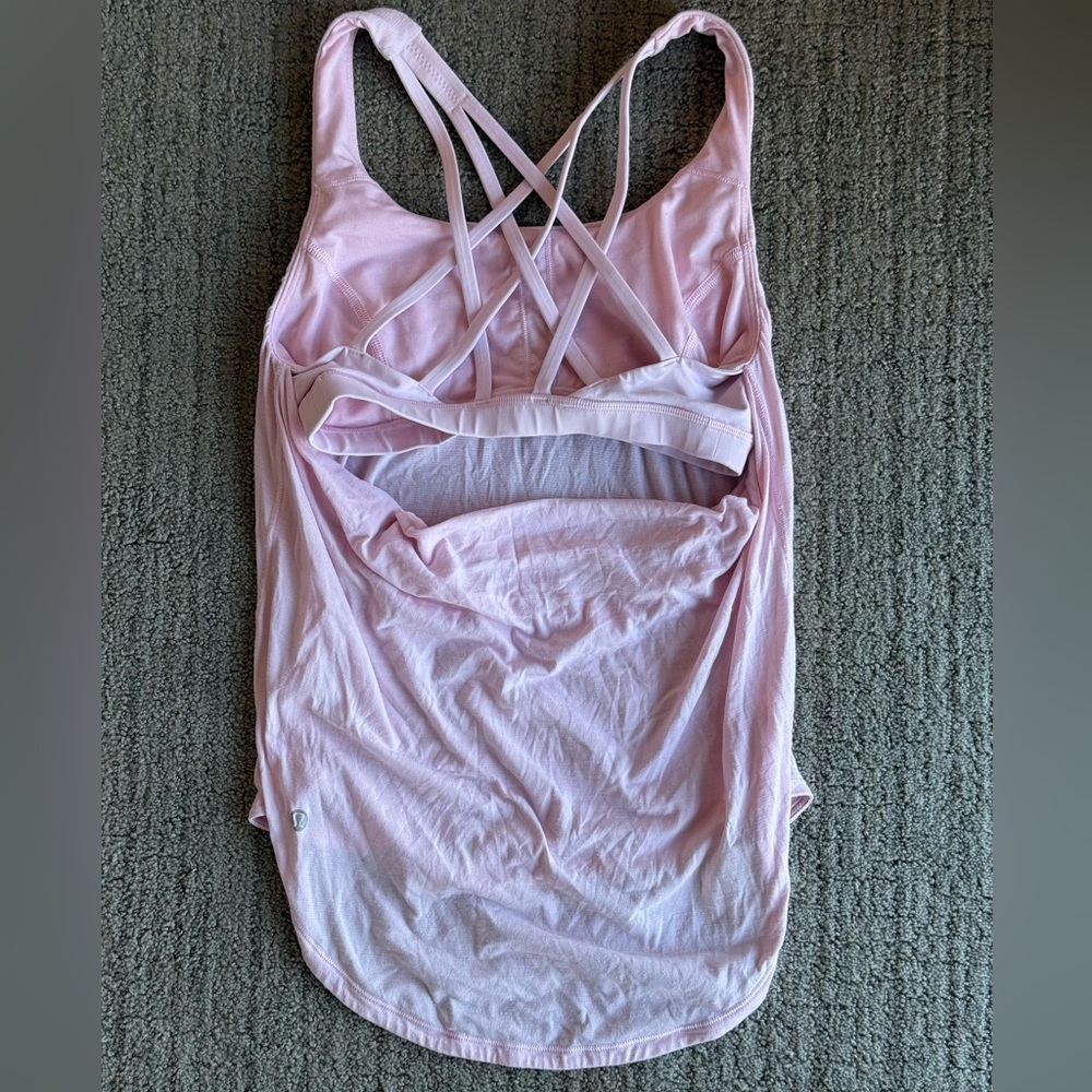 Lululemon Athletica Light Pink Strappy Tank Built-In Bra